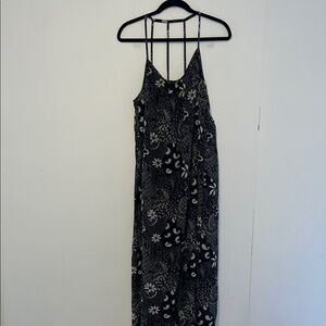 Mimmer Black & White Floral Maxi Dress With Spaghetti Straps Q31*